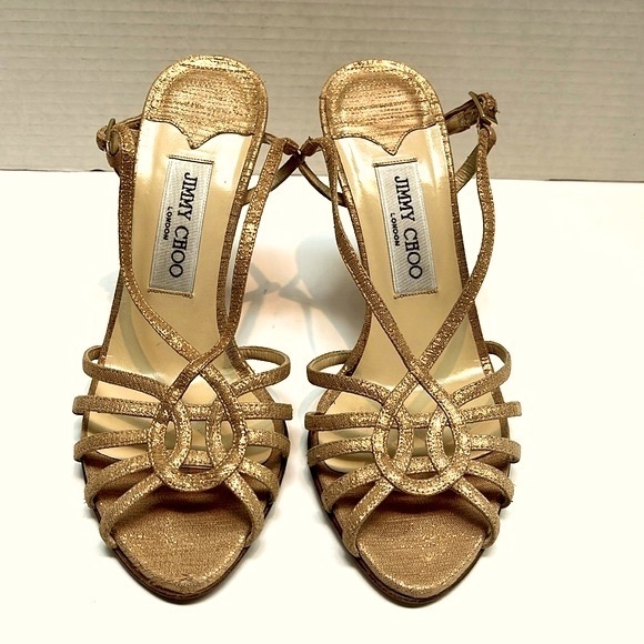 Vintage Jimmy Choo 90’s Rose Gold Sparkly Slingback Heals: S- 7.5 - Picture 2 of 15